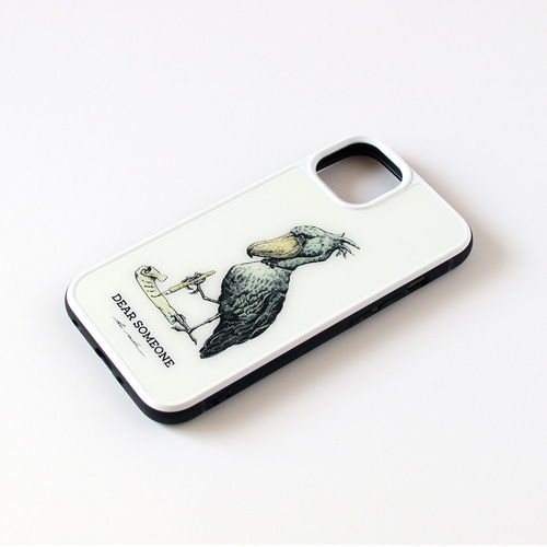 お手紙を書くハシビロコウ 強化ガラススマホケース iPhoneケース