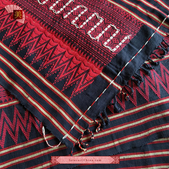 アカ族手織り天然コットン製アジアンBOHOタペストリー １７７x９６cm長方形 テーブルランナー テーブルクロス#103 6枚目の画像