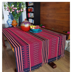 アカ族手織り天然コットン製アジアンBOHOタペストリー １７７x９６cm長方形 テーブルランナー テーブルクロス#103 1枚目の画像