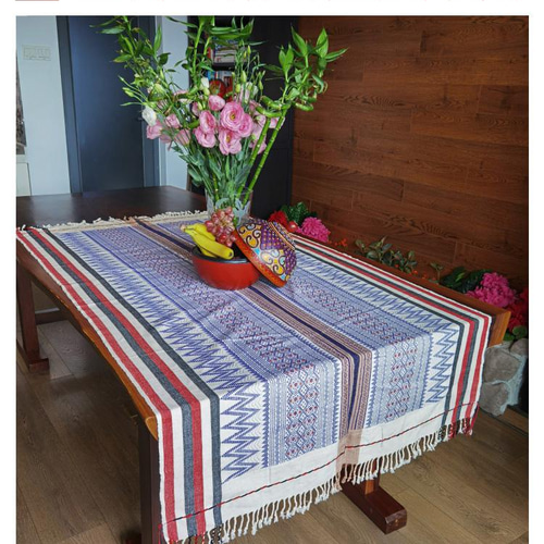 手作り・テーブルクロス・タペストリー アカ族手織り天然コットン製アジアンBOHOタペストリー183x100cm