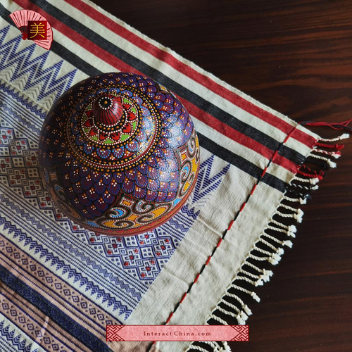 アカ族手織り天然コットン製アジアンBOHOタペストリー183x100cm