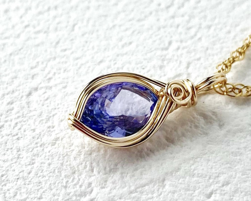 タンザナイト　ワイヤーラップ14kドロップ型 ペンダントトップ タンザナイト ワイヤーラップ14kドロップ型 ペンダントトップ