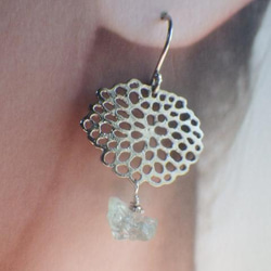 *sv925* Sea Fan Ocean earrings アクアマリン原石 5枚目の画像