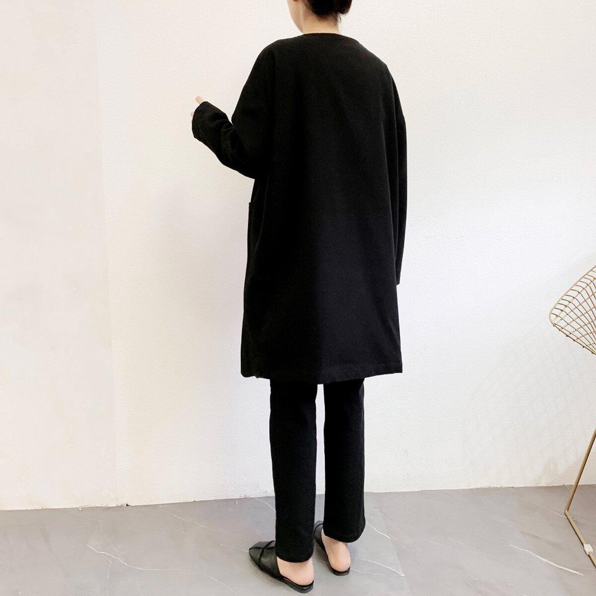 en-en　ダブルボタンコート・ブラック。ポリエステル×綿（裏地付き）