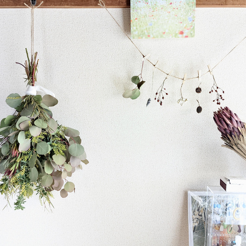 ミモザとユーカリ＆ローズマリーのナチュラルスワッグ | Pluie Flower