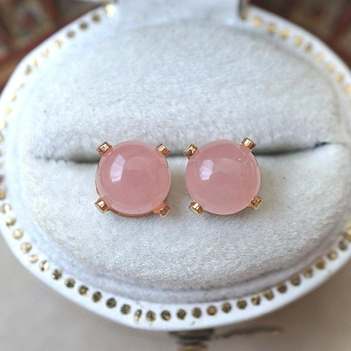 6mm】高品質グァバクォーツ ピアス 〈14kgf〉 ピアス（スタッド・一粒  