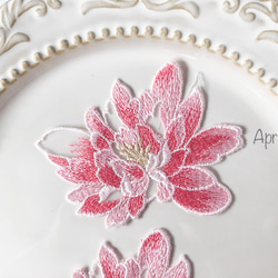 【1枚】花　フラワー　牡丹　ピンク　アップリケ　モチーフ　ケミカル レース　刺繍　手芸 4枚目の画像