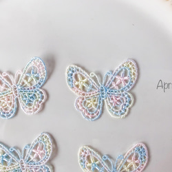 【1枚】バタフライ　蝶々　マカロン　アップリケ　モチーフ　ケミカル レース　刺繍　手芸 4枚目の画像