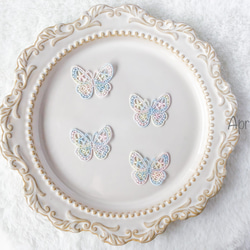 【1枚】バタフライ　蝶々　マカロン　アップリケ　モチーフ　ケミカル レース　刺繍　手芸 2枚目の画像