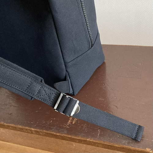 あみ様オーダーサイズチェアー用バッグブラック8号帆布生地2点 スクエアリュック02 マチ8cm 黒 / 6号帆布 リュック・バックパック