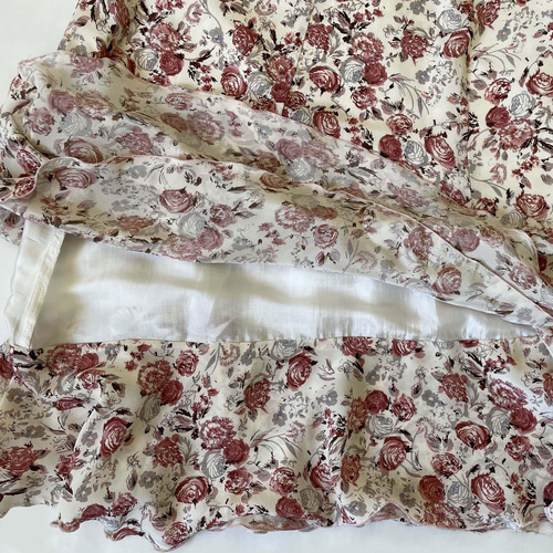 花柄シルクのフレアスカート ロング丈 白地 フレアスカート 伽羅 通販  