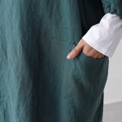 エプロンコート　apron coat / リネン　linen　フォレストグリーン 9枚目の画像