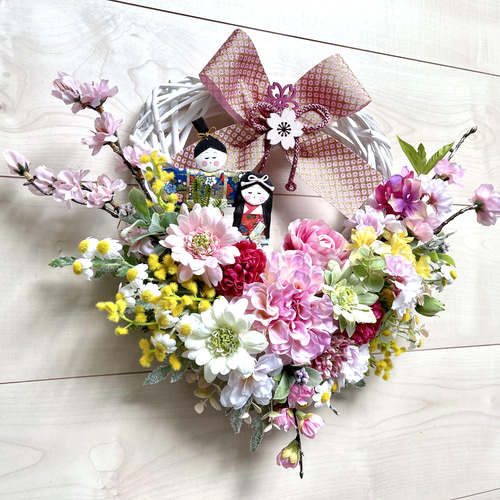No.wreath-15427/ひな祭りリース22-(9) 36x42cm /アーティ
