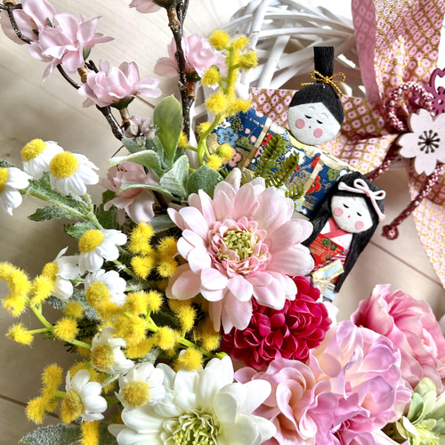 Further☆作品♡ 春待ち早春フラワーリース♡ 雛祭リース♡ひな祭り♡ a179fd88a2c944f232a6ea32361d2e