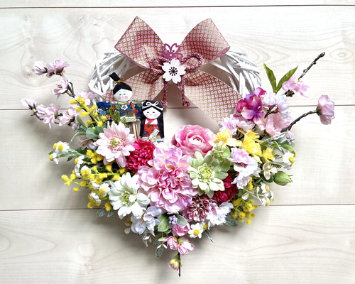 梅子　ひな祭りリース No.wreath-15427/ひな祭りリース22-(9) 36x42cm /アーティ
