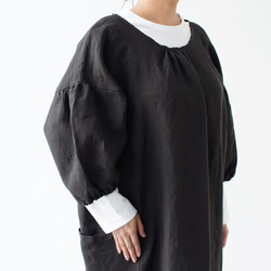 エプロンコート　apron coat / リネン　linen　ブラック 8枚目の画像