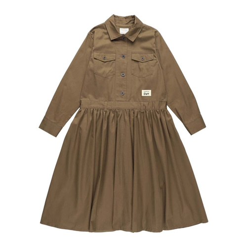 CUT JUMPSUITS DRESS / KHAKI［ツナギのようなワンピース］ ワンピース  