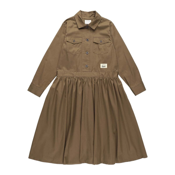 CUT JUMPSUITS DRESS / KHAKI［ツナギのようなワンピース］ 6枚目の画像