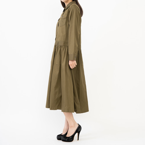 CUT JUMPSUITS DRESS / KHAKI［ツナギのようなワンピース］ ワンピース  