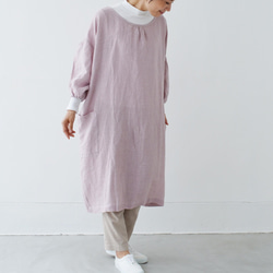 エプロンコート　apron coat / リネン　linen　グレイッシュピンク 3枚目の画像
