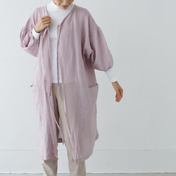 エプロンコート　apron coat / リネン　linen　グレイッシュピンク 6枚目の画像