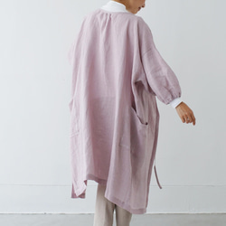 エプロンコート　apron coat / リネン　linen　グレイッシュピンク 8枚目の画像