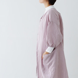 エプロンコート　apron coat / リネン　linen　グレイッシュピンク 7枚目の画像