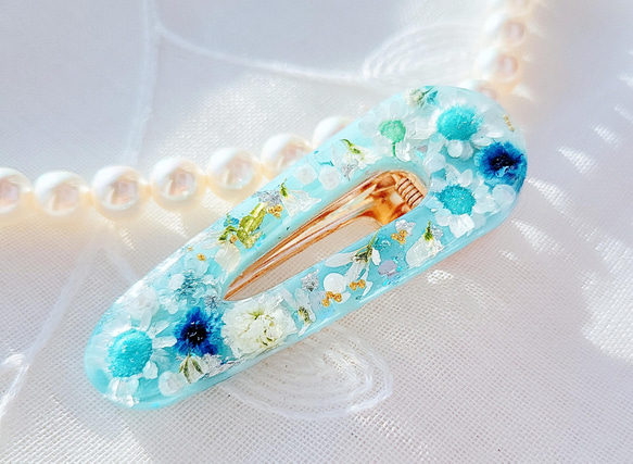 ミントブルー 爽やか レジンヘアクリップ128 ヘアクリップ
