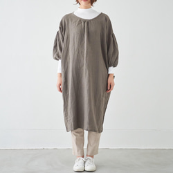 エプロンコート　apron coat / リネン　linen　ブラウン 2枚目の画像