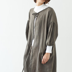 エプロンコート　apron coat / リネン　linen　ブラウン 6枚目の画像