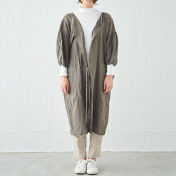 エプロンコート　apron coat / リネン　linen　ブラウン 3枚目の画像