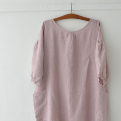 エプロンコート　apron coat / リネン　linen　ネイビー 10枚目の画像
