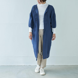 エプロンコート　apron coat / リネン　linen　ネイビー 5枚目の画像