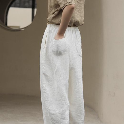 母の日 ワイドパンツ レディース イージー パンツ リネン パンツ