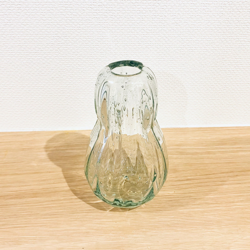 IWATA イワタガラス ひょうたん花瓶 手作りガラス 透明 黄色 白 IWATA イワタガラス ひょうたん花瓶 手作りガラス 透明 黄色 白
