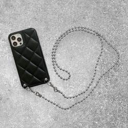 ☆iPhone11 ケース モノトーンチェーンストラップ ショルダー ブラック ☆iPhone11 ケース モノトーンチェーンストラップ ショルダー ブラック
