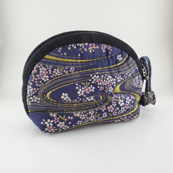 槑さん手作りバッグ】紺刺し子刺繍鼈甲グラフィックショルダー
