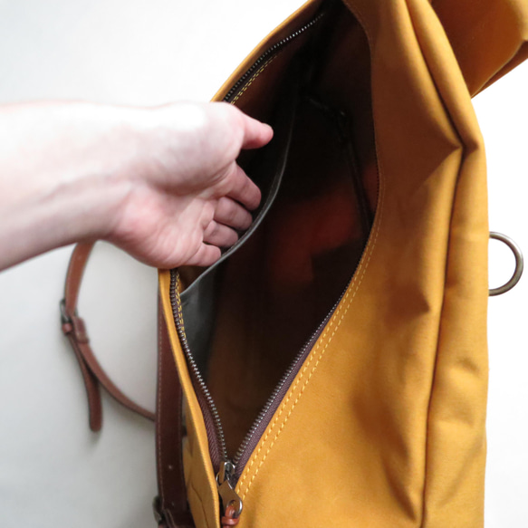 Paraffin canvas  back pack 「advantage」MUSTARD 8枚目の画像