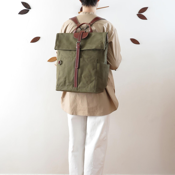 Paraffin canvas  back pack 「advantage」KHAKI 1枚目の画像