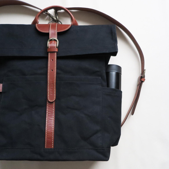 Paraffin canvas  back pack 「advantage」BLACK 6枚目の画像