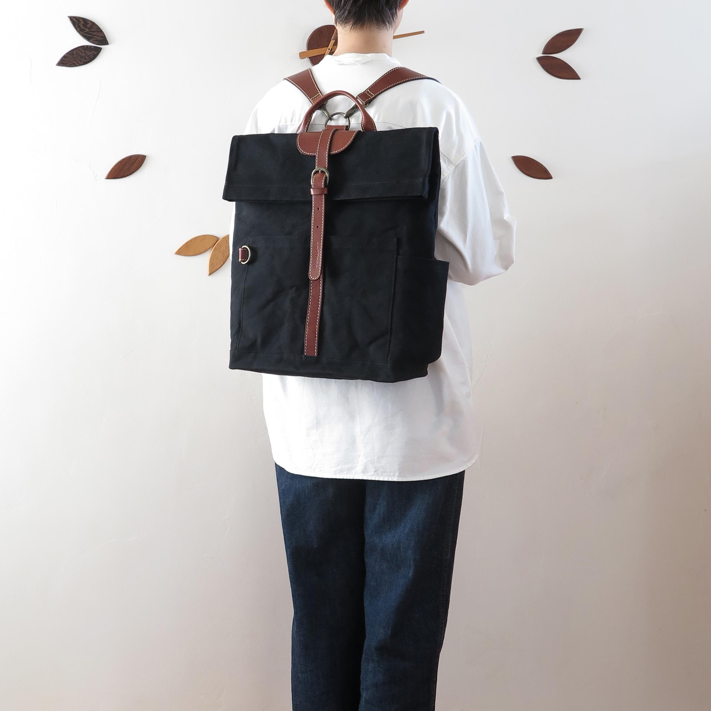 Paraffin canvas  back pack 「advantage」BLACK