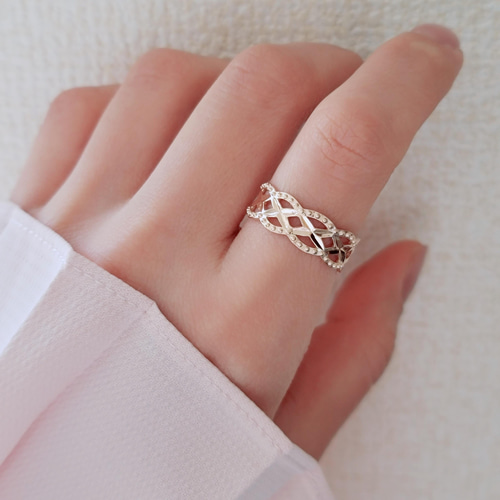【限定特価】 レース フラワー ピンクゴールド 指輪・リング H-181P リング アクセサリー