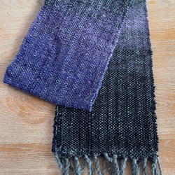 紫×グレー グラデーション 手織りマフラー 4枚目の画像