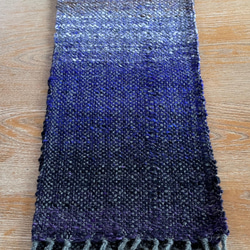 紫×グレー グラデーション 手織りマフラー 5枚目の画像