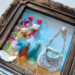 〈ハンドバックと香水瓶〉シーグラスアート 2枚目の画像