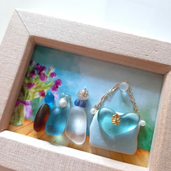 〈ハンドバッグと香水瓶・ミニ〉シーグラスアート 2枚目の画像