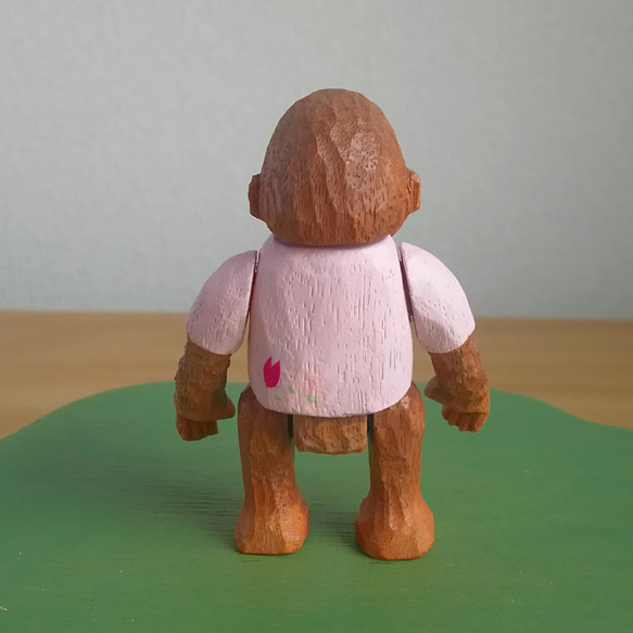 特集掲載【桜ハンドメイド2022】オランウータン　さくらおもち　木製　可動人形　動物 6枚目の画像