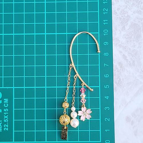 桜×透かし玉風鈴×3連パール イヤーフック イヤーフック イヤーフック