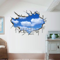 ウォールステッカーD120　青空　雲　癒し　景色　3D　模様替え　DIY　送料無料 剥がせるシール 壁シール インテリア 4枚目の画像