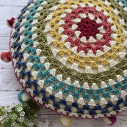 鍵編み 丸型 クッション 直径約63cm NO.28 クッション・クッション